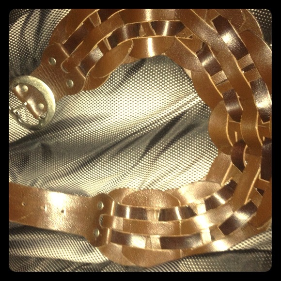 Calvin Klein LEATHER brown braided belt