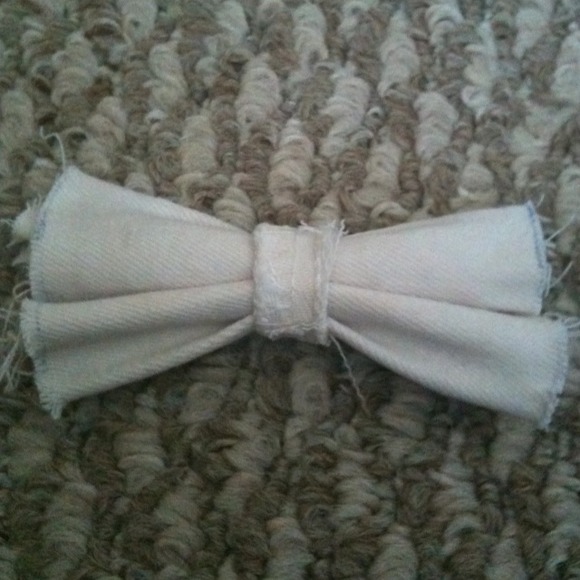 Denim frayed hair bow