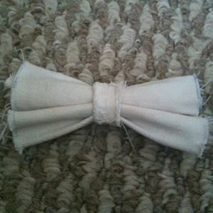 Denim frayed hair bow