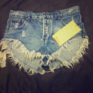 One teaspoon denim frayed jean shorts