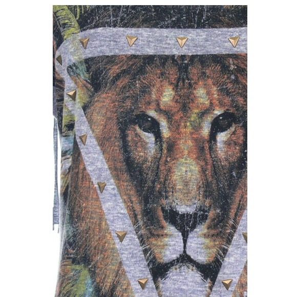 Lion printed with studded and cut off back top - Picture 4 of 4