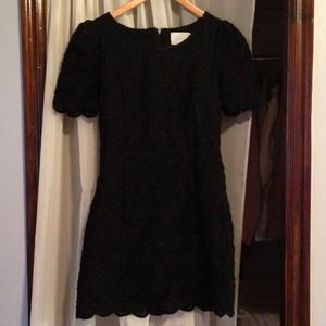 LUSH black crochet detail dress w/ scalloped trim