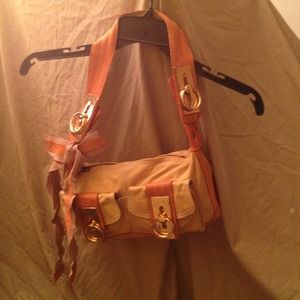 Gold & Orange leather handbag