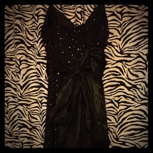 Cute Sequin Black Dress With Tie Back