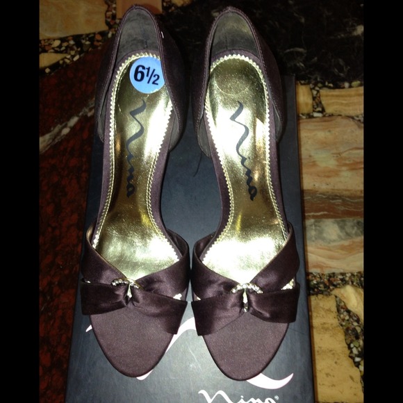 Nina Brown Satin D'orsay Heels - 6.5