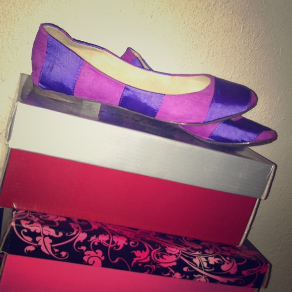 Purple striped slip on shoes. 💜