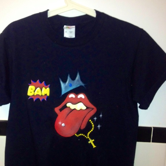 The rolling stones tongue piercing black t shirt M - Picture 2 of 2