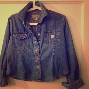 Vintage cropped short studded denim shirt/jacket