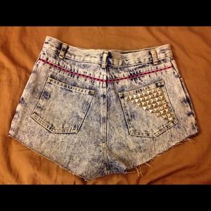 Studded high waisted snow denim shorts medium