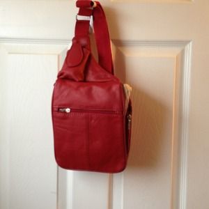 Red leather cross body by Buxton