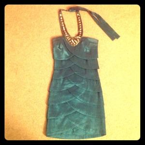 Trixxi Formal Beaded Teal Dress