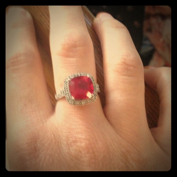 Real ruby and diamond ring