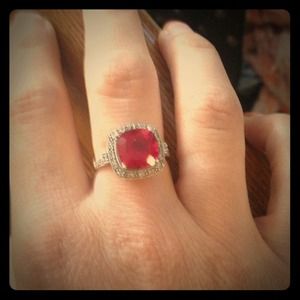 Real ruby and diamond ring