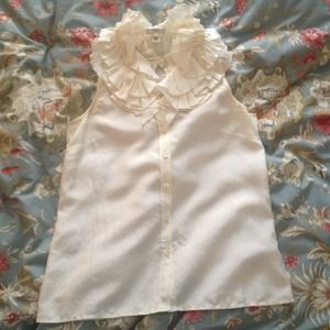 Jcrew cream ruffle shell