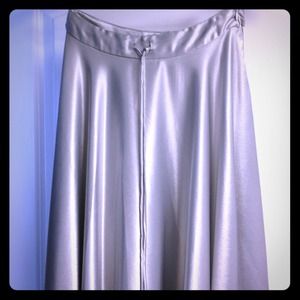 Stunning long silver skirt.