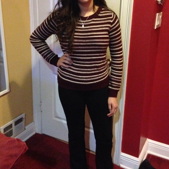 Maroon Striped Sweater - Picture 3 of 3
