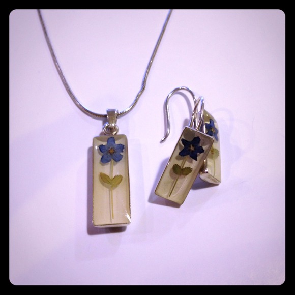 Matching sterling silver necklace and earrings