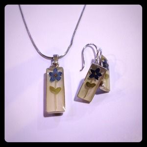 Matching sterling silver necklace and earrings