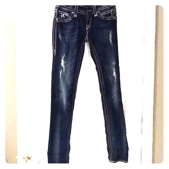 Rock Revival rhinestoned distressed denim