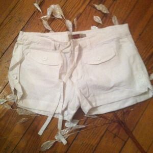 White linen shorts