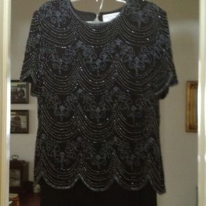 Long skirt with beaded overblouse