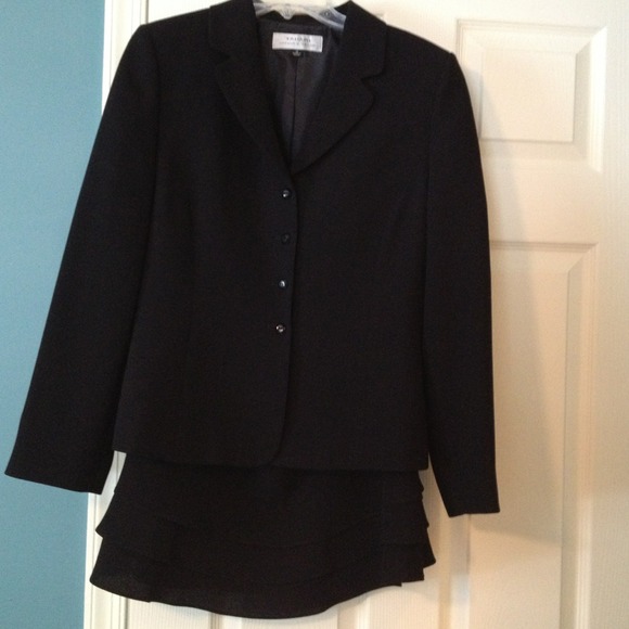 Black Tahari suit.