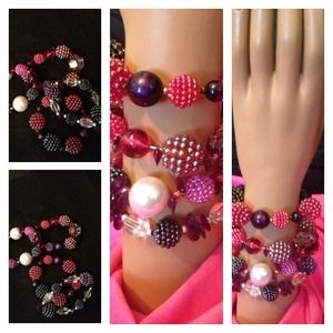 Raspberry beaded bracelets