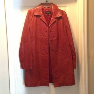Express Red Leather Coat