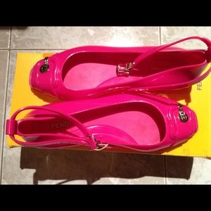 Fendi fuchsia jelly flats