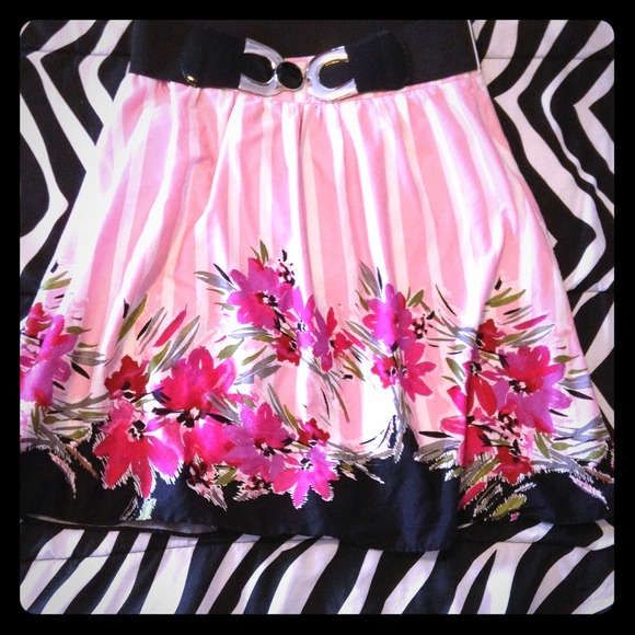 Stripe and floral skirt and purple flower skirt