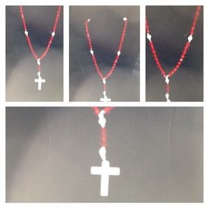 Red and white rosary beads