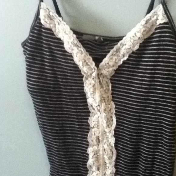 Black summer halter with site stripes& lace - Picture 2 of 2