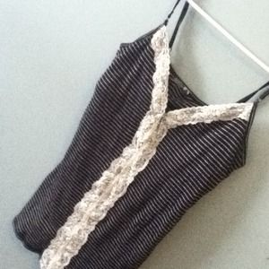 Black summer halter with site stripes& lace