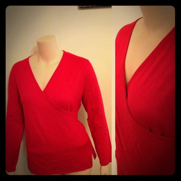 3/4 Sleeve Wrap Blouse - Red 🐝