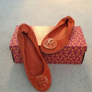 SOLD in bundle - Tory Burch flat in orange suede