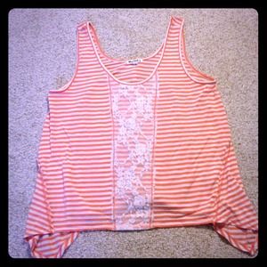 Rewind orange & white tank top shirt 💋