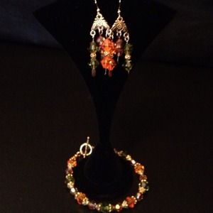 Indian look earrings and bracelet set
