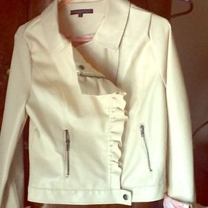 Cream **leather** jacket
