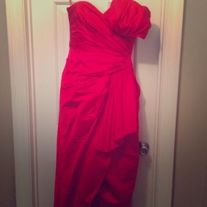 Strapless red gown
