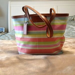 Coach Hamptons striped tote