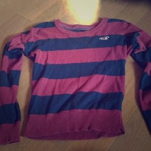 Hollister striped burgundy and navy blue shirt
