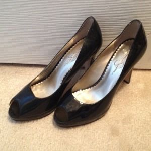 Black peeptoe Jessica Simpson heels