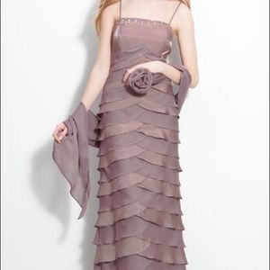 💗REDUCED💗 Tiered Chiffon Gown with Stole.