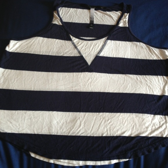 large navy and white striped Kensie tank top
