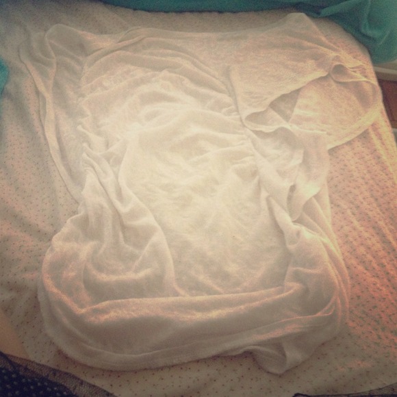 White see though shirt with fringes