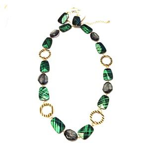 Green/Gold Tone Necklace and Marching Earrings