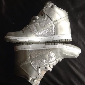 Sparkly silver Nike high tops!