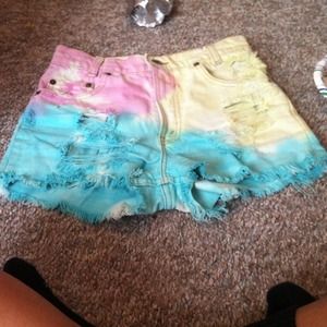 Custom Made Levi Tie Dye High Waisted Shorts.