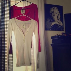 2 for $25 red and white Abercrombie and Fitch tops