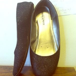 Black glitter flats